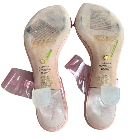 STUART WEITZMAN Krystal Clear Slide‎ Sandal Heels Women 8B Pink Girly Pastal - Picture 6 of 8